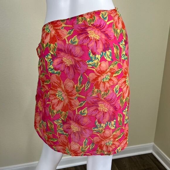 Beach Riot Women Size OS Melanie Pink Floral Miami Peony Sarong Wrap Coverup - Picture 6 of 10